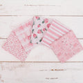 Threadart Exclusive 5 Fat Quarter Bundles - White and Pink Vintage Prints 100% Cotton Fabric - Premium 100% Cotton Quilting Fabric - No Duplicates - Full Size Fat Quarters 18"x21" - White and Pink