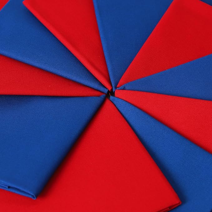 18 * 21inch Cotton Fabric Premium,11 Options Solids, 10PCS Solid Precut Fabric Pure Quilting Fat Quarter Bundles Patchwork for Sewing DIY Craft (Red+Blue)