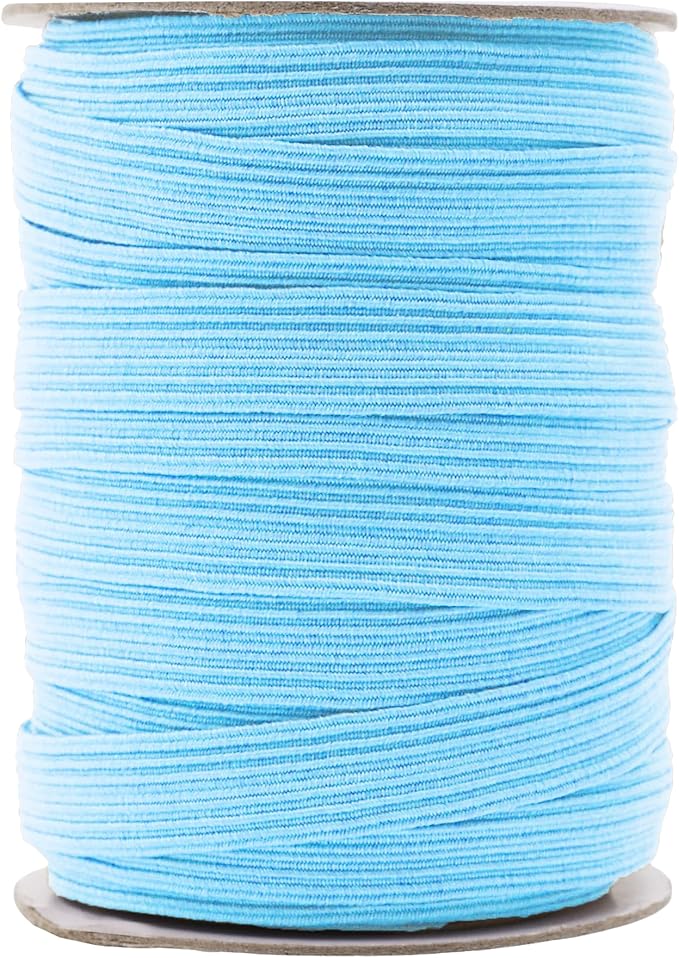 Mandala Crafts 16mm 20 Yds Roll of Sky Blue Elastic Bands for Sewing - 5/8 Flat Elastics Cord - 5 8 Inch Braided Stretch Straps for Crafting