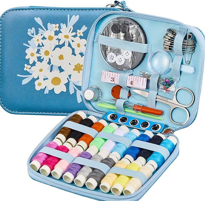 Bobode Sewing Sets & Kits Printing Sewing Kit Mini Floral Pattern Sewing Set Professional Basic Sewing Supplies Travel Carry Sewing Kit for Adults, Emergency, Home Beginners
