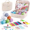 MYBAGZING Initial Crochet Kit for Beginners with Yarn Storage Bag, 10pcs Crochet Hooks 2.0-6.0 mm, 10 Skeins Yarn for Crocheting, Knitting Accessories, 58pc Crochet Starter Kit for Adults