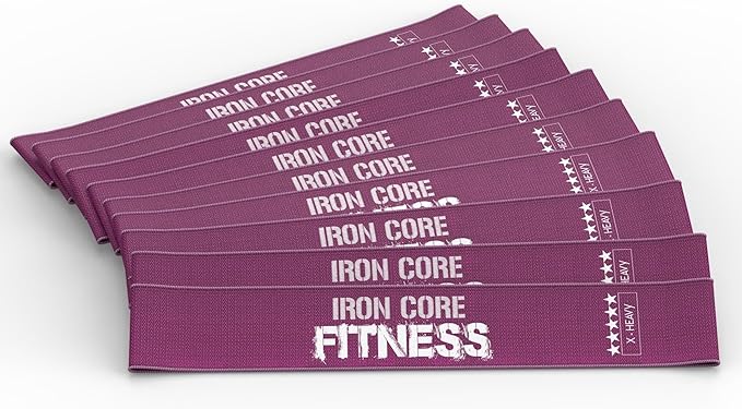 Fabric Mini Resistance Bands Sets for Trainers, Bootcamp, Gym for Men and Women in Fun Colors - Ebook, Videos and Workout Chart Included by Iron Core Fitness
