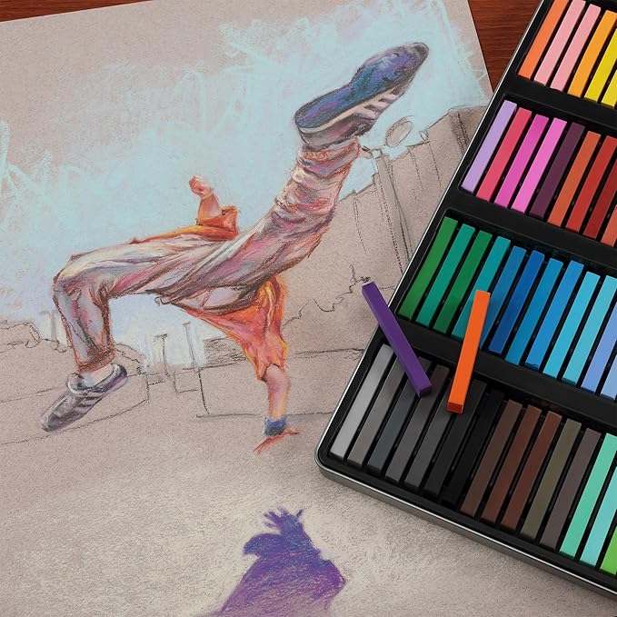 Soho Urban Artist Set of 72 Soft Slim Pastel Sketch Squares - Richly Pigmented, Vibrant Color Soft Pastels for Artists Professional Pastel Artwork Studies and Sketching, Assorted Chalk Pastels