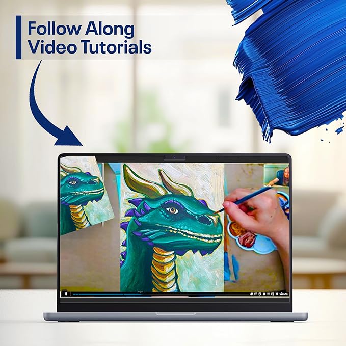 Painting4Real DIY Art Painting Kit for Adults – Learn to Paint Green Dragon with Video Tutorials – 9 Pieces Acrylic Paint Set for Adults –Perfect Christmas Crafts & Holiday Gifts for Art Lovers