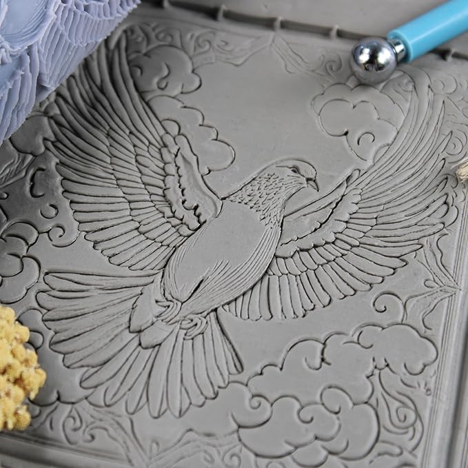 Dove Clay Texture Roller (4") - Bird Set #01 - Embossing Pattern Roller for Polymer & Ceramic Clay, Pottery & Crafts