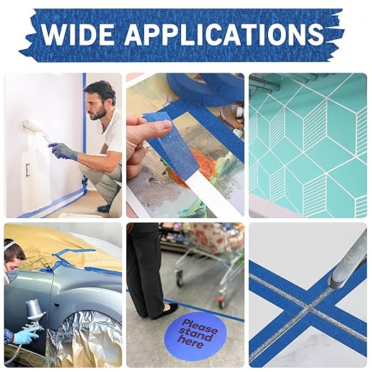 Tbestmax 4 Rolls 220 Yards Painters Tape, 0.94 inch Masking Tape Paint Tape for Painting, DIY Crafts Arts - Blue