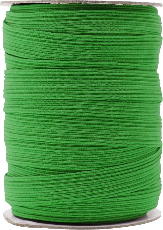Mandala Crafts 16mm 20 Yds Roll of Green Elastic Bands for Sewing - 5/8 Flat Elastics Cord - 5 8 Inch Braided Stretch Straps for Crafting