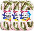 Velvet Chenille Yarn for Crocheting Pink Camouflage Velvet Fluffy Plush Thick Bulky Chunky Chenille Soft Baby Blanket Yarn for Crocheting Hand Knitting 3 * 100g-Pink Camouflage