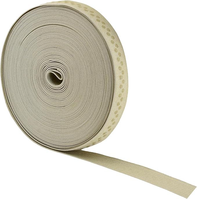 Mandala Crafts 0.5 Inch Elastic Silicone Gripper Tape for Clothing - 10 Yds Dotted Non Slip Elastic Band for Sewing - Beige Silicone Flat Fabric Stretchy Ribbon Straps