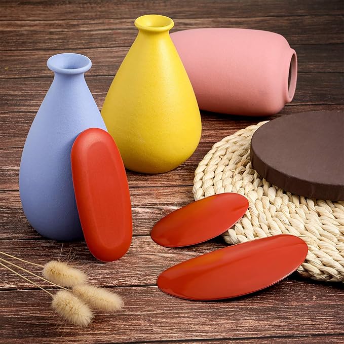 WILLBOND 6 Pieces Red Pottery Clay Ribs Set Soft Rubber Pottery Rib Sculpt Tools Ceramic Shaping Tool for Smooth Finishing and Removing Finger Marks, 3 Different Sizes