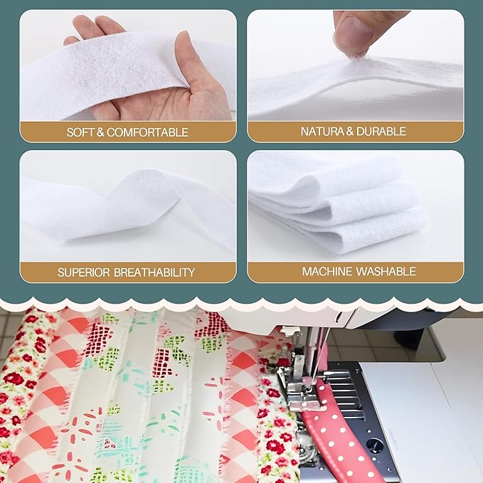 Ceoighe Fabric Roll Batting Strips with Tube Maker, 2 Rolls 100 Yards Total, 2 1/4 Inch Cotton Blend Quilt Batting for Quilting, Rugs, Braided Mats, DIY Sewing Projects