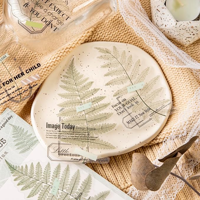 Yoksas 120Pcs Large Nature Plants Leaf Veins Stickers - Clear Waterproof Fallen Botanical Leaves Stickers for Scrapbooking,Junk Bullet Journal