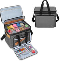 Teamoy Knitting Bag With Divider and Cover, Portable Yarn Storage Organizer for Crochet Accessories and Knitting Needles,Ideal for Knitting Enthusiasts, Gray