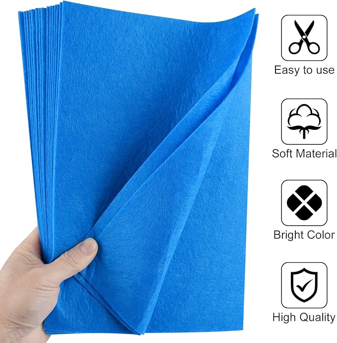 40 Pcs Navy Blue Felt Fabric Sheet 8" x 12" Assorted Color Felt Fabric Sheets for Crafts DIY Handcraft Sewing Squares Patchwork Nonwoven