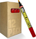 High Purity MM-08 Dual Tip Marker, 13ml Lab-Tested Paint, Dual Cone/Chisel Tip, Low Corrosive, Low Halogen & Chloride, Certificate & Lab Analysis Included, Made in USA - Red 12 Pack