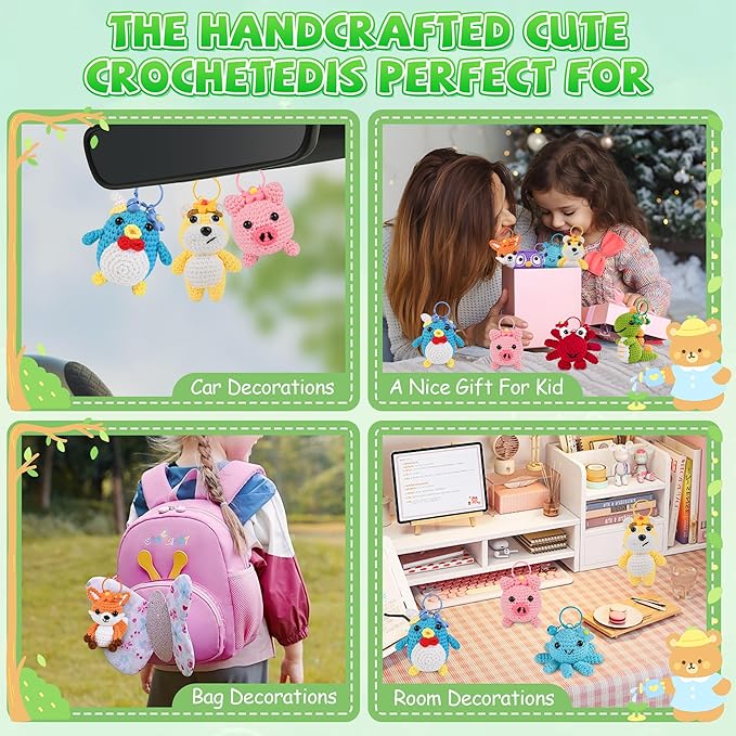 8Pcs Crochet Kit for Beginners, 2026 Great Christmas Gift for Crochet Lovers, DIY Craft for Adults and Kids, Crocheting Animal Kits with Step by Step Videos, Yarn, Crochet Hook, Birthday Holiday Gift