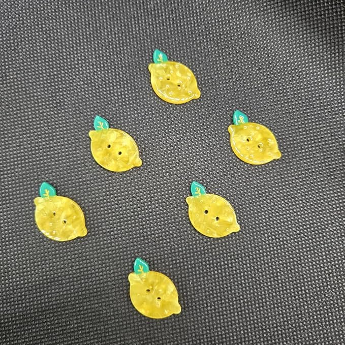 Novelty Lemon Shaped Buttons for Crafts,Acetate Button for Clothes,Buttons for Sewing,Button Bulk,Pack of 6