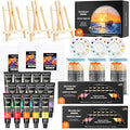 Shuttle Art 69 Pack Acrylic Paint Set, Painting Set with 2 Pack of 15 Colors Acrylic Paint, 3 Sets of Wooden Easels, Canvas, Brushes & Palettes, Art Painting Supplies for Kids Adults Beginner