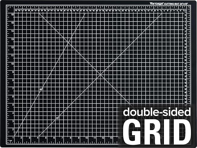 Dahle Vantage 10792 Double-Sided Premium Self-Healing Cutting Mat, 18"x24", 1/2" Grid, 5 Layers for Max Healing, Perfect for Crafts & Sewing, Black