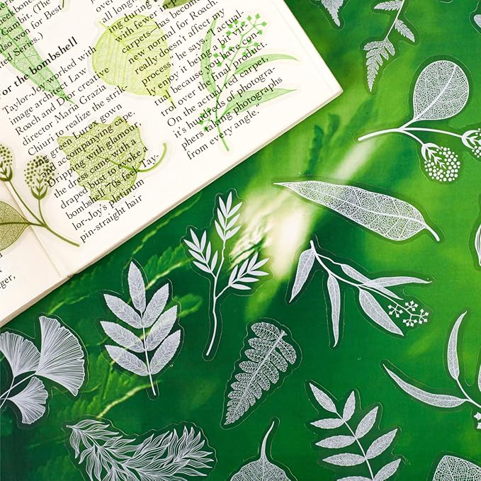 120 Pieces Leaf Vein Aesthetic Stickers, 6 Pack Nature Botanical Decals for Scrapbooking, Bullet Journals, Planners, Card Making, Resin Art, and Adult DIY Crafts