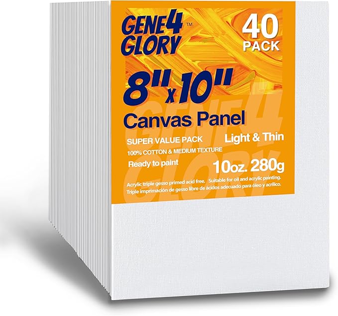 Canvases for Painting Super Value 8 x 10 inch-40 Pack, Artist Blank Canvas Boards- Oil & Acrylic Painting Canvas Panels