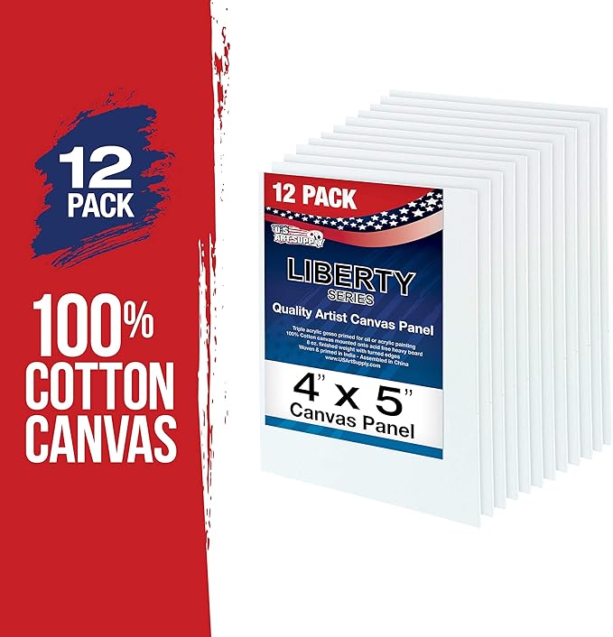 US Art Supply 4 X 5 inch Professional Artist Quality Acid Free Canvas Panel Boards for Painting 12-Pack (1 Full Case of 12 Single Canvas Board Panels)