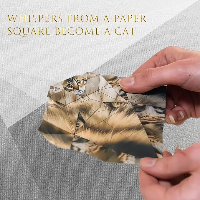 TOSKFJ Treayes 3D Cat Origami Paper, 50 Sheets DIY Craft Paper for Eveyrone, Fun Creative Art Project, Cute Desk Decor & Gift for Cat Lovers