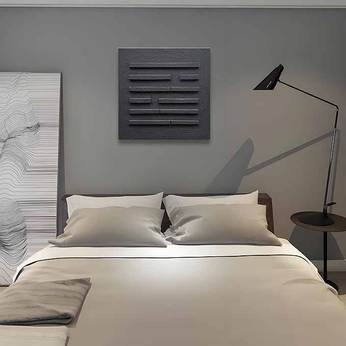 Art Hand-Drawn Black Abstract Three-Dimensional Texture Art Oil Painting, 24x24 inches. Modern Minimalist Style Art. Suitable for Wall Decoration in Home Office