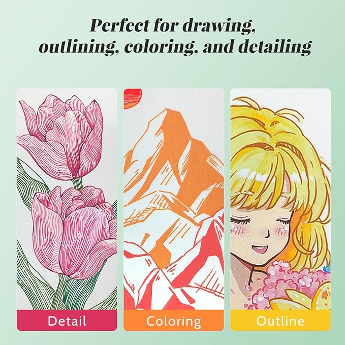 ENMY Acrylic Fineliner Pen, 6Pcs Aesthetic Colors 0.6mm Fine Point Retractable Markers, Colorful Drawing Pen for Journaling, Outlining, Sketch, Note-Taking, Smooth Art Pens for Adults & Kids