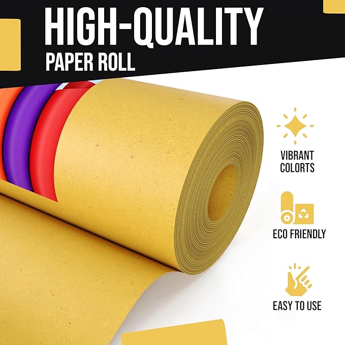 Crown Display Yellow Kraft Paper Roll - 36" X 1320" (110' Ft) - Colored Paper Roll - Kraft Wrapping Paper - Shipping & Packing Paper - Craft Supplies