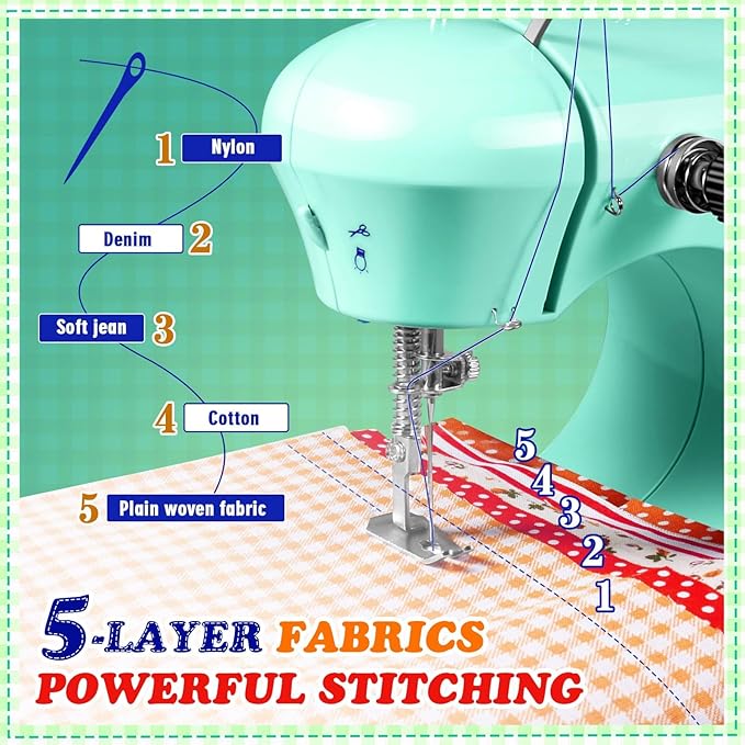 Sewing Machine, Mini Sewing Machine for Beginner with Eco-Friendly Material, Dual Speed Portable Sewing Machines with Extension Table, Light - Easy to Use, Best Gift for Kids and Women