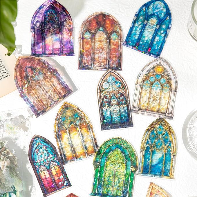 Alideco 120pcs Scrapbook Stickers Vintage Patterned windowScrapbooking Junk Journal Crafts Embelishment Decoration Stickers (qicailiuli)