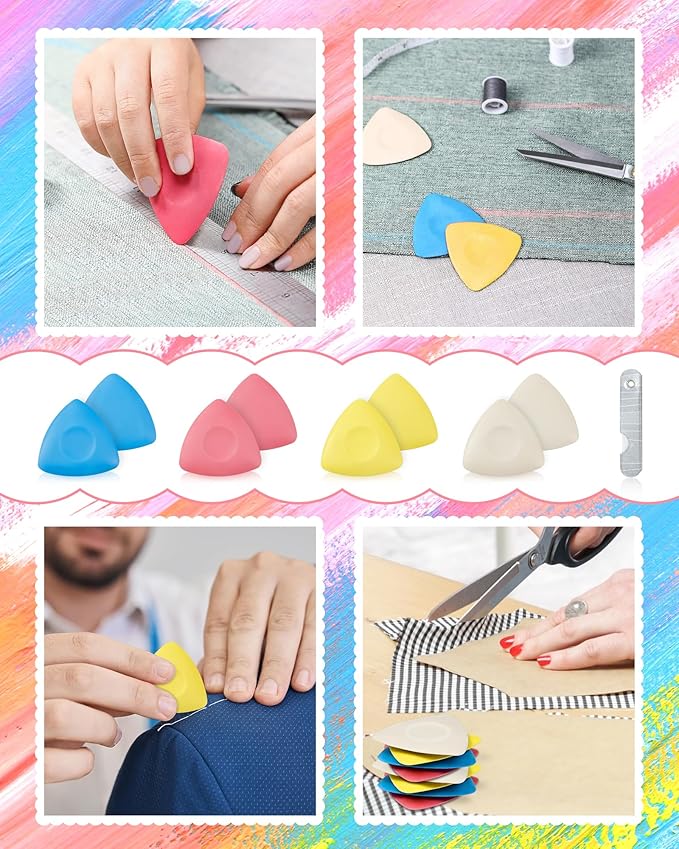 FIVEIZERO 8Pcs Tailors Chalk, Triangle Sewing Chalk for Fabric, Fabric Markers for Quilting, Tailoring and DIY Crafts
