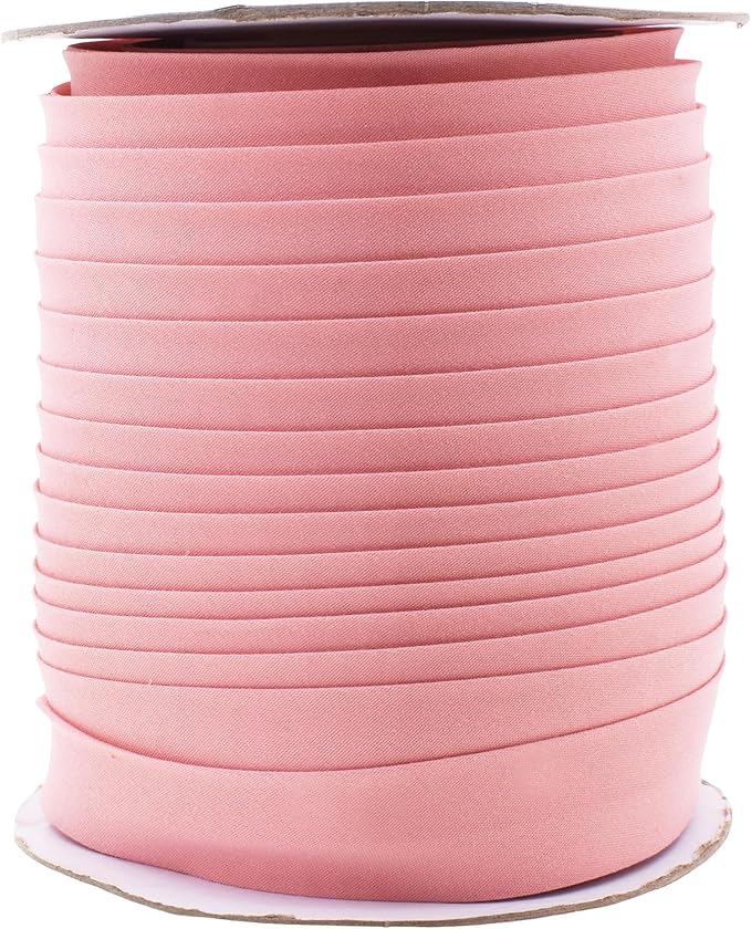 Mandala Crafts 55 Yards 1 Inch Blush Double Fold Bias Tape for Sewing - Bias Binding Tape for Quilting Binding, Hemming, Seam, and Fabric Piping