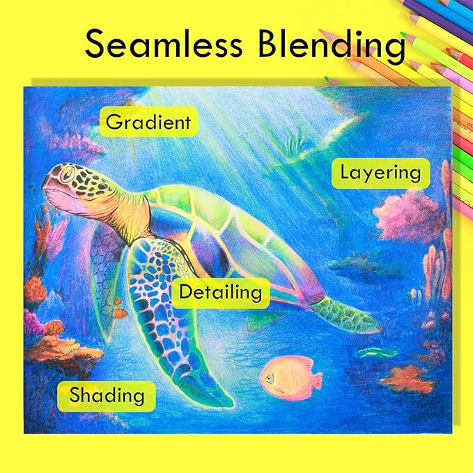 50 Neon Colored Pencils for Adult Coloring Books, Fluorescent colored Professional Drawing pencils Set Art Supplies Kit for Adults Beginners Artists, Soft Core