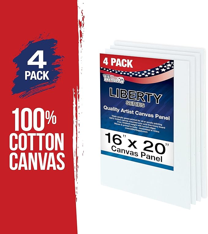 U.S. Art Supply 16 X 20 inch Professional Artist Quality Acid Free Canvas Panel Boards for Painting (Pack of 4)