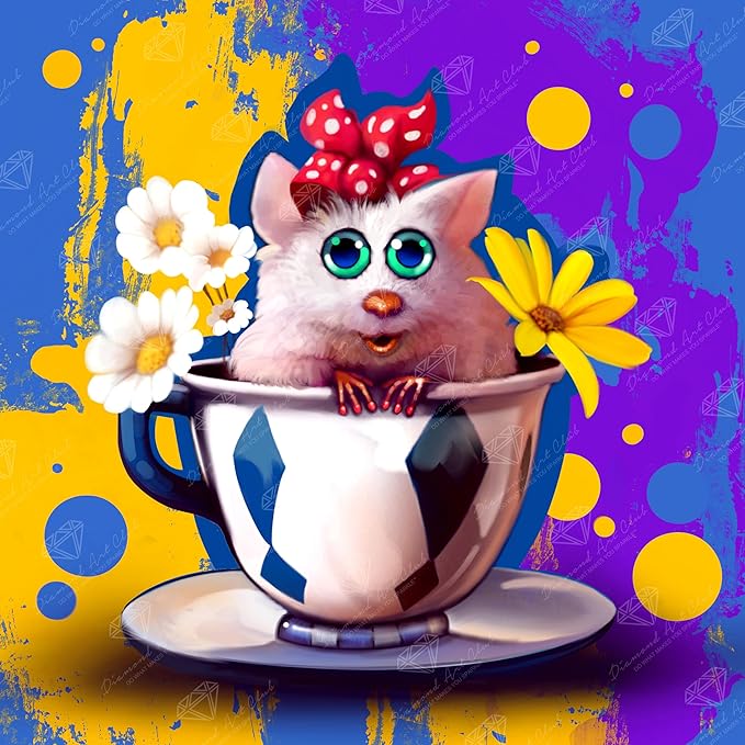 DIAMOND ART CLUB Lilly...a Mouse in The House Diamond Painting Kit, Fun DIY Crafts for Adults, Round Diamond Art Canvas, 13" x 13"