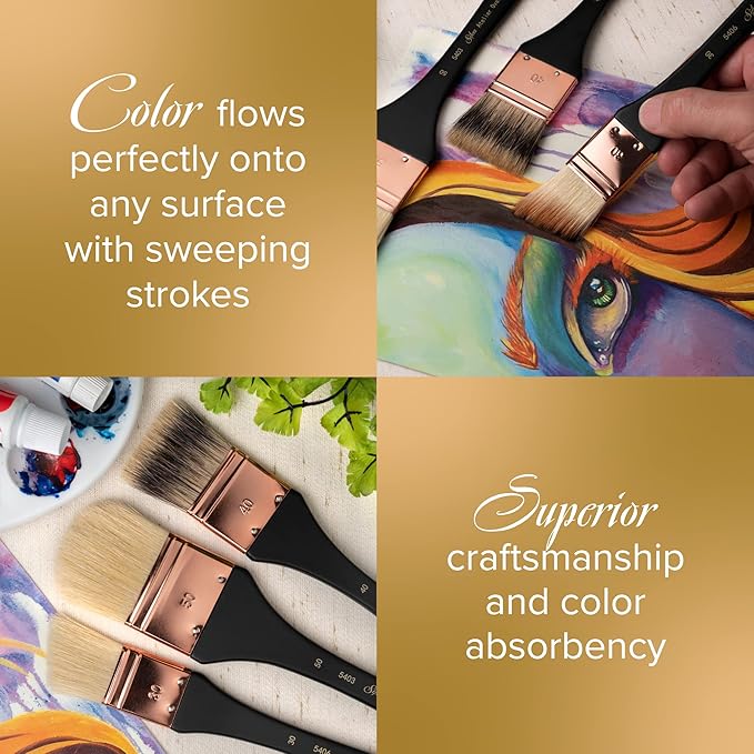 Silver Brush Limited 5401-50 Silver Atelier Badger/Synthetic Blend Mottler Flat Brush, Size 50, Extra Long Handle