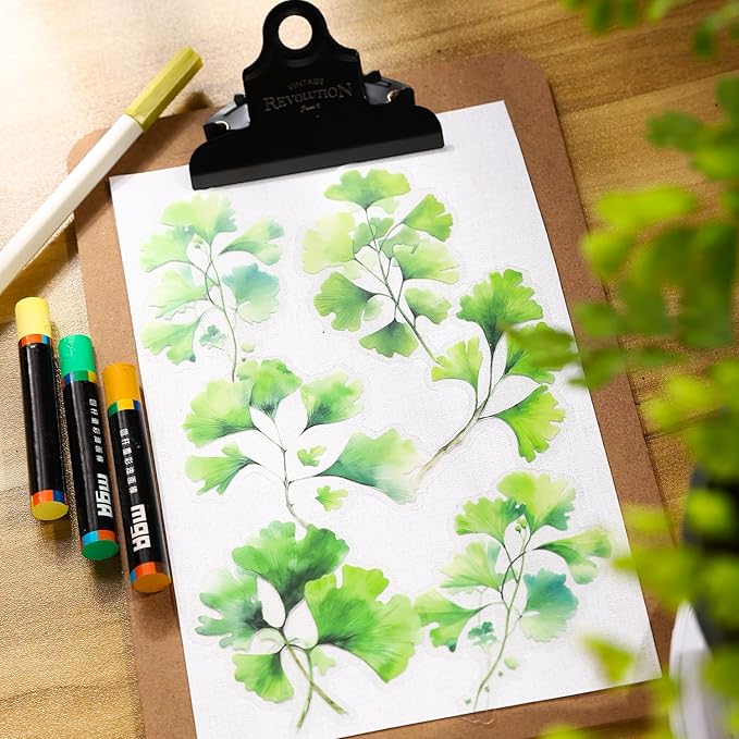 120PCS Green Botanical Leaf Scrapbook Stickers - Aesthetic Plant Leaves, Foliage, Nature Greenery Stickers for Scrapbooking, Journals, Planners, Art Projects