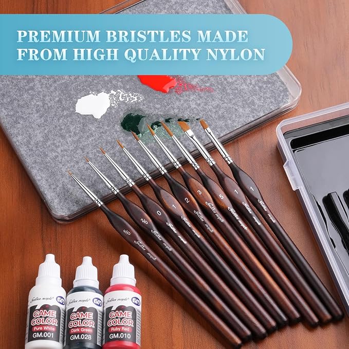 Wet Pallets for Painting Miniatures - Stay Wet Palette for Acrylic Painting Kit with 9PCS Miniature Paint Brushes, 50PCS Pallet Paper, 2PCS Sponge, 1PC Brush Holder, 1PC Sponge Tray