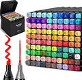 Alcohol Based Markers, 100 Colors Art Drawing Permanent Marker Set for Kids Adult Coloring Supplies, Dual Tips Fine & Chisel Coloring Marker for Artist Illustration Sketch Books