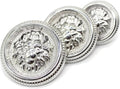 Lion Silver Metal Shank Buttons - 12 Pcs - 3 Size Options - Luxury Crown Round Wave Metal Shank Buttons for Men Women Blazer Coat Uniform Shirt Suit and Jacket Sewing Craft DIY N7202