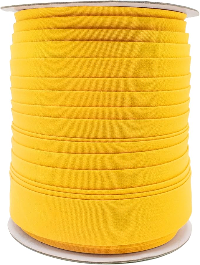 Mandala Crafts 55 Yards 1 Inch Mustard Yellow Double Fold Bias Tape for Sewing - Bias Binding Tape for Quilting Binding, Hemming, Seam, and Fabric Piping
