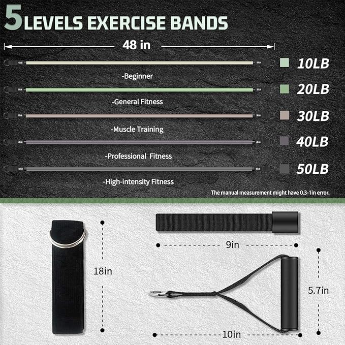 VEICK Resistance Bands, Exercise Bands for Working Out with Handles, Elastic Workout Bands for Men Women, Exercising Bands for Strength Training Equipment at Home Gym