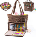 Large Yarn Tote Organizer – Corduroy Knitting Storage Holder for Yarn, Hooks & Accessories, Portable Craft Carryall for Crocheting Lovers, Mother’s Day Gift