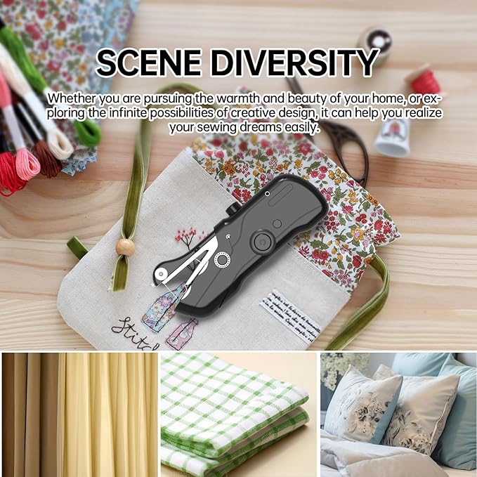 Beginner's Sewing kit with Storage Handheld Sewing Machine, Portable Sewing Machine with Storage, Electric Switch, Two Speed Modes,Easy to Operate.Sewing Machine for Beginners.Black with Accessories.