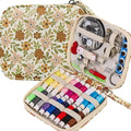 Arts Craft Printing Sewing Kit Floral Pattern Sewing Set Professional Travel Sewing Supplies with 18 Colors Sewing Thread, Basic Sewing Accessory for Emergency, Home