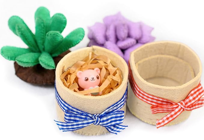 Felt Succulents Craft Kit. Make 6 Potted Colorful Plushies & A Display Rack. Mini Garden DIY Sewing Project, Activity Set, Arts & Crafts Supplies - Great Gift for Teens and Adults