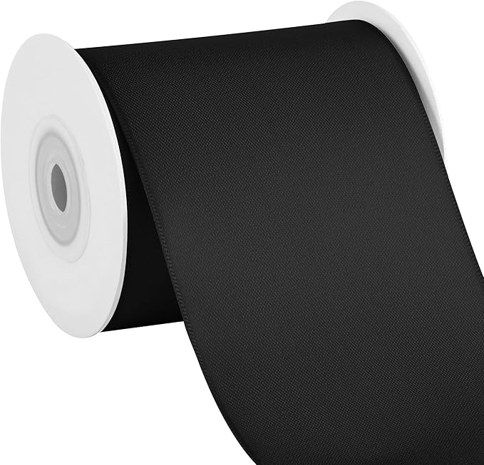 LIUYAXI Black Double Face Satin Ribbon,3" X Continuous 10 Yards,Ribbons Perfect for Chair Sash Wedding Bouquet Sewing Party Decoration Bows Making