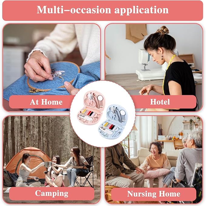 Lemecima 20 Pieces Mini Travel Sewing Kit Basic Portable Emergency Sewing Repair Kit in Bulk with Threads Scissors Needles for Beginner Traveler Hotel Charity Homeless